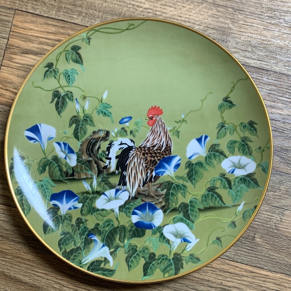 Franklin Mint Rooster with Morning Glory 1979